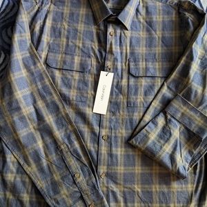 Men's, XL Calvin Klein, Button Down, Long Sleeve, Navy Blue/Moss